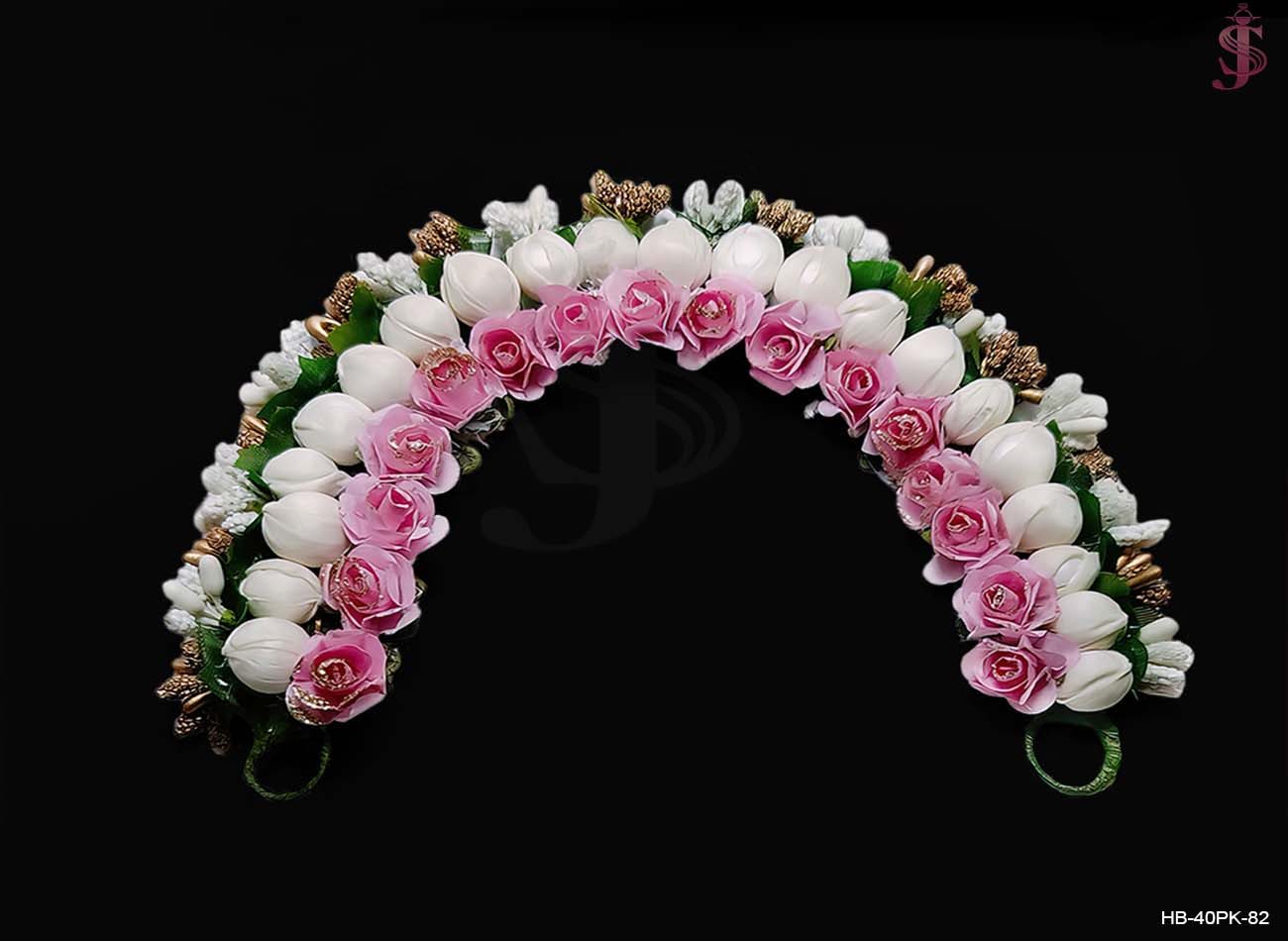 Pink flower articifial hair gajra