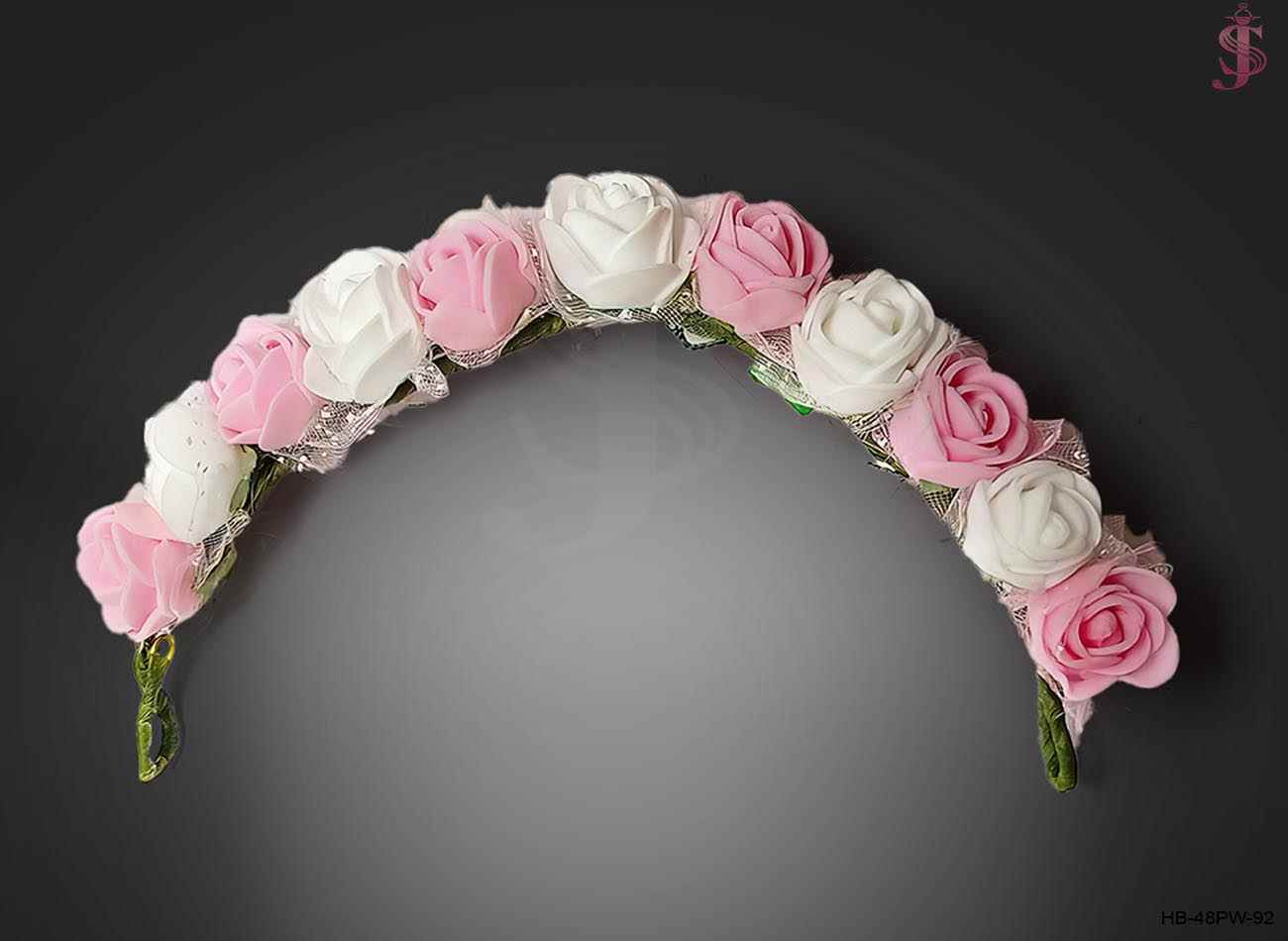 Pink and White flower hair gajra