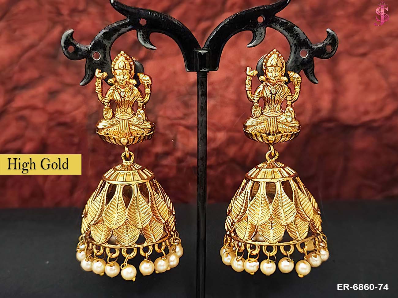 Lord Laxmi Temple Jhumka Earring