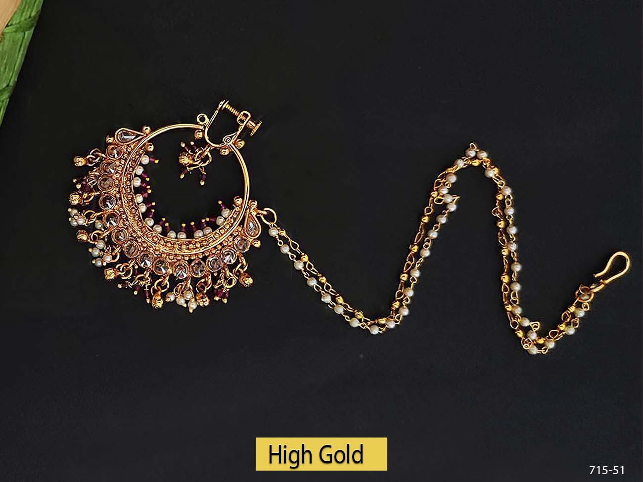 Traditional Clustered Pearl Antique Nath