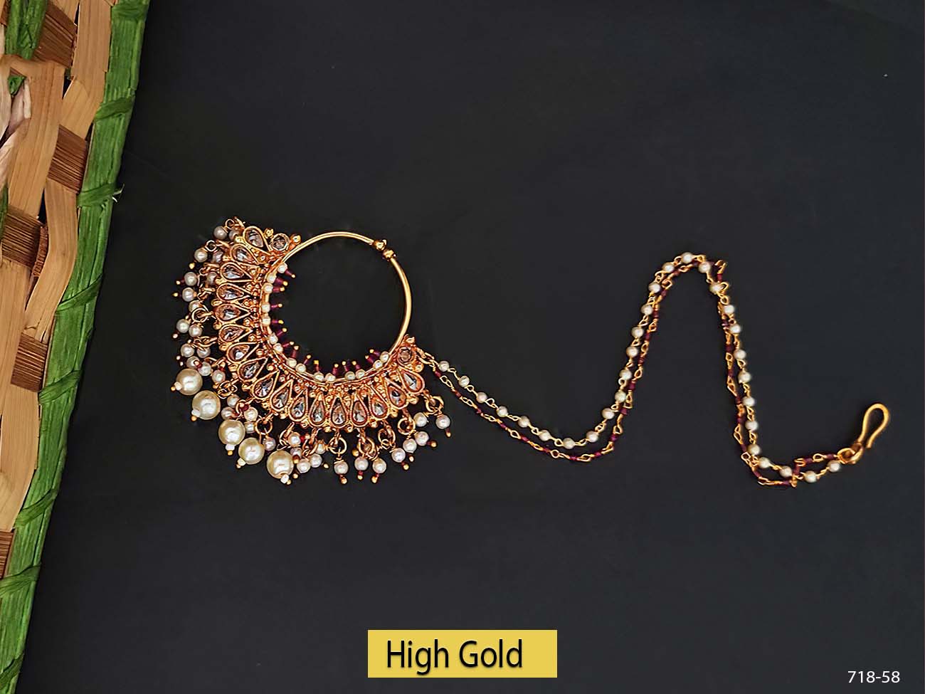 Traditional Clustered Pearl Antique Nath