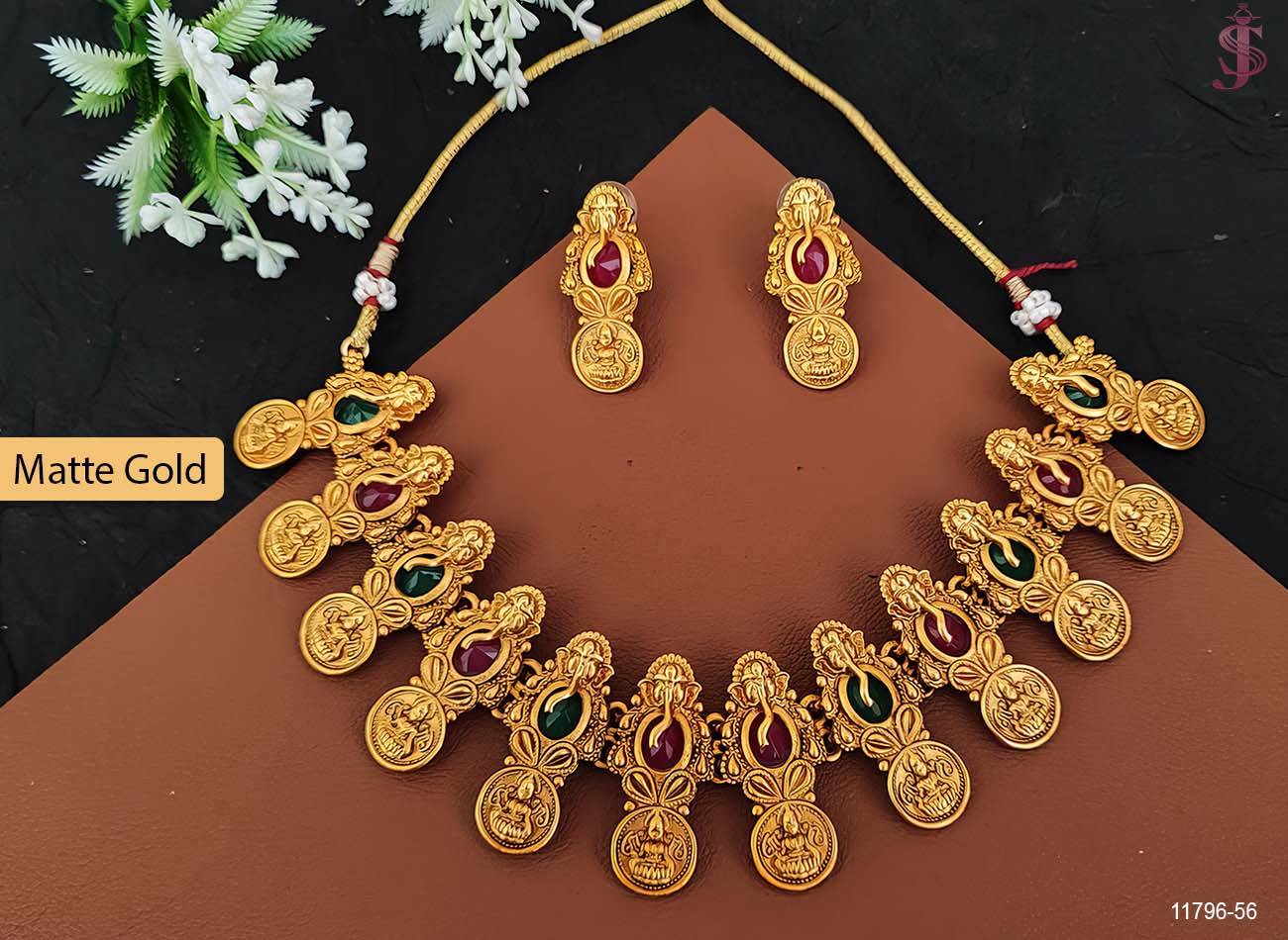 God laxmi coin temple necklace set