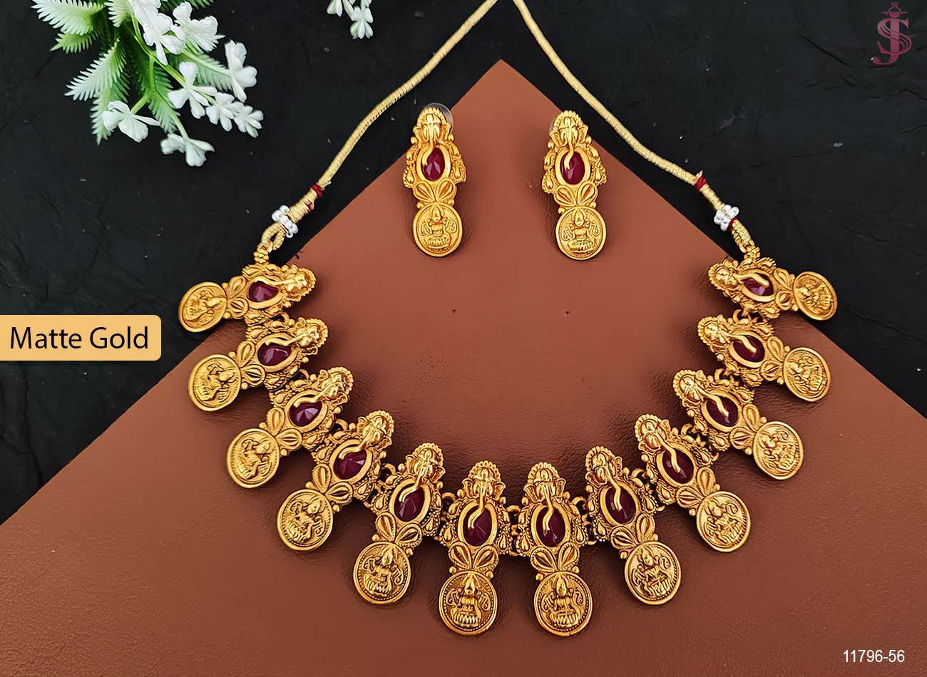 God laxmi coin temple necklace set