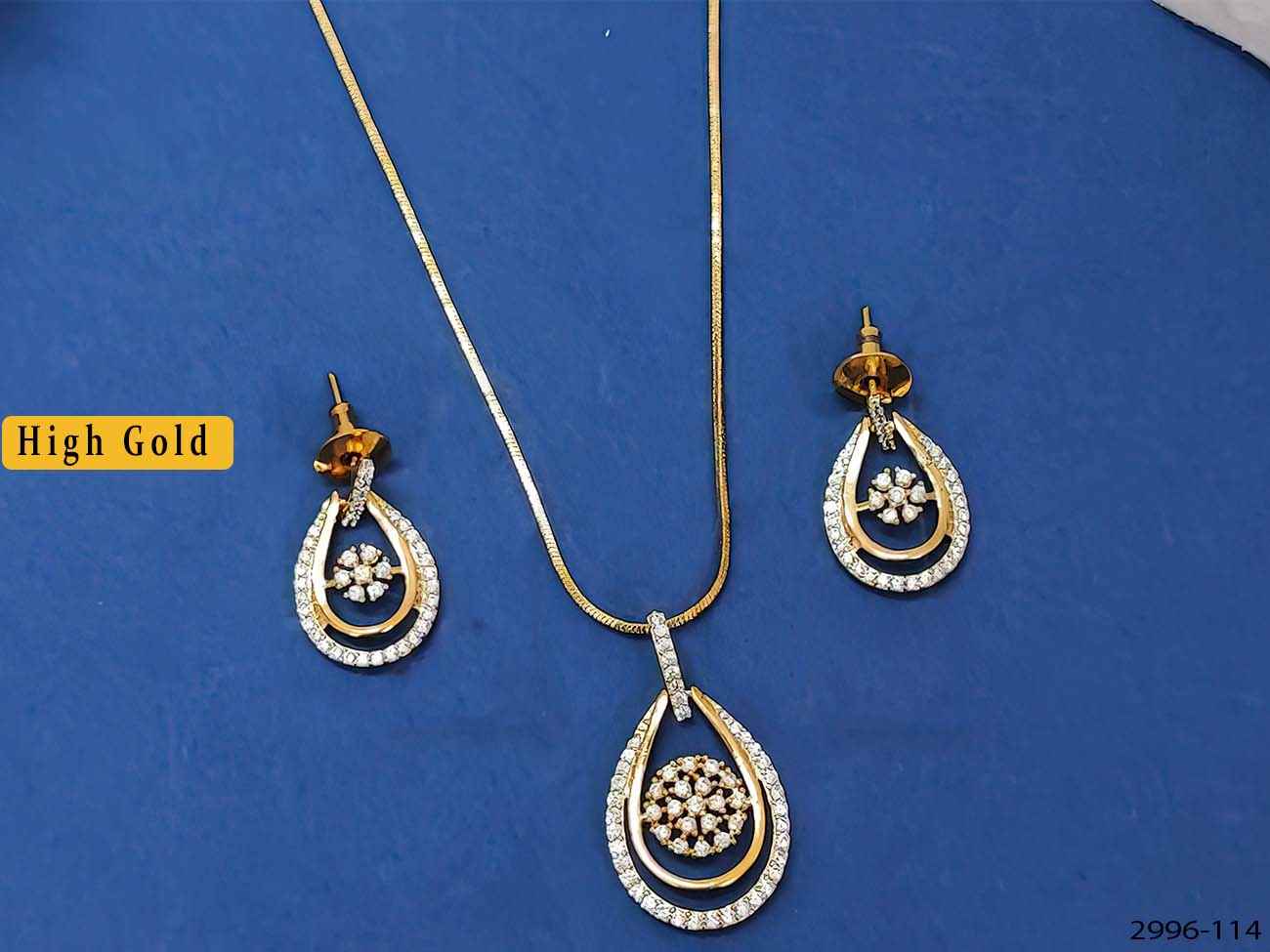 American Diamond pendant set with shape with Golden chain