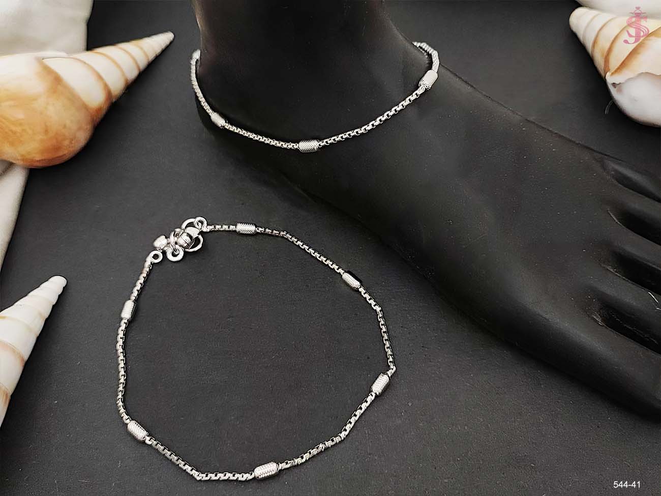 oxidised silver polish anklet