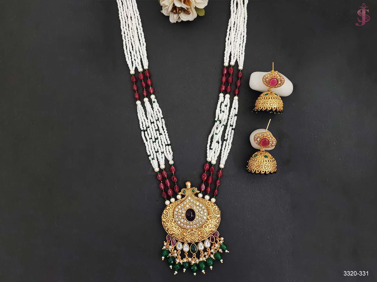 Designer Wear Rajwadi Polish Antique Pendant Set | JS FASHION