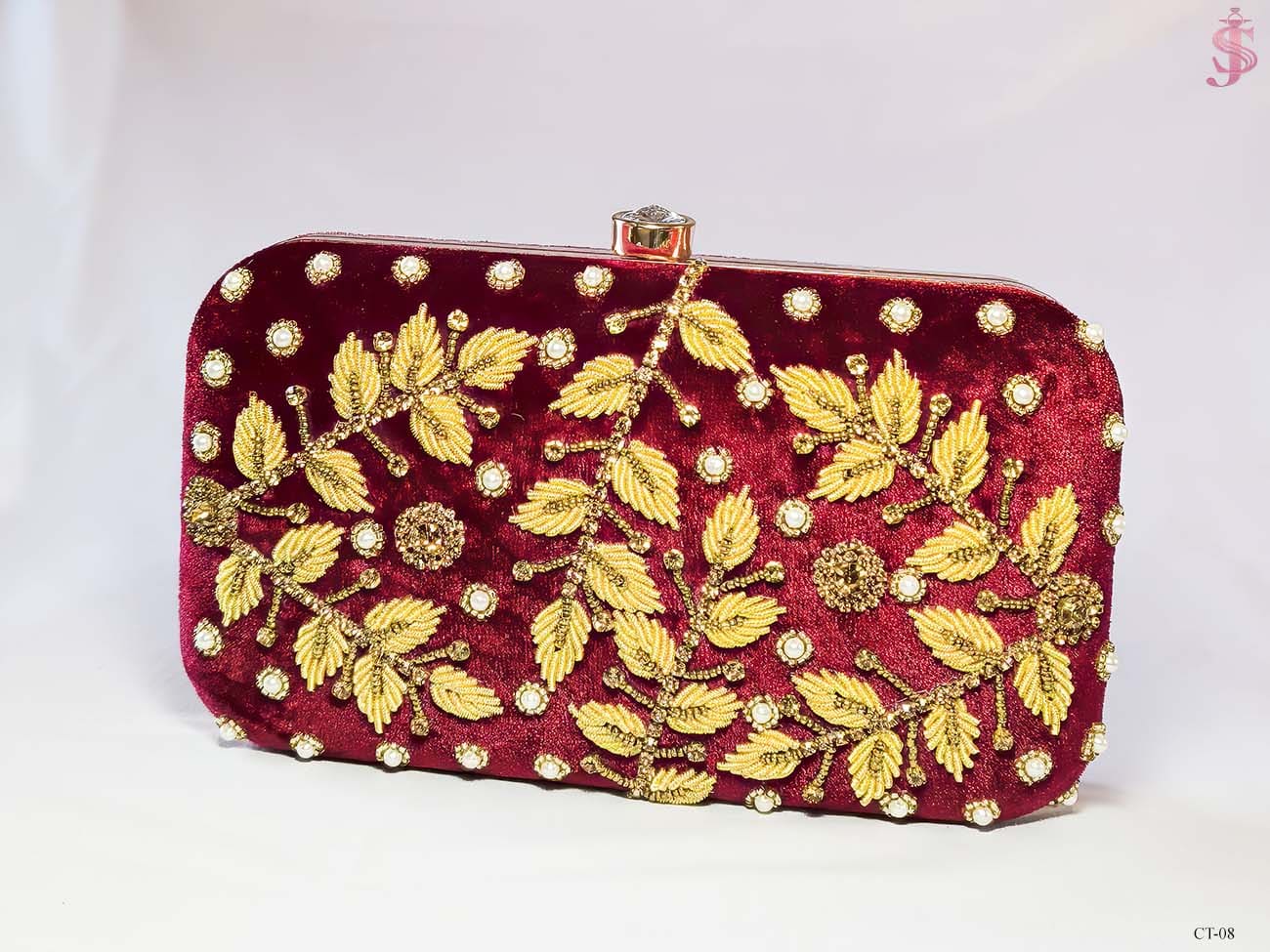 Maroon Velvet box clutch