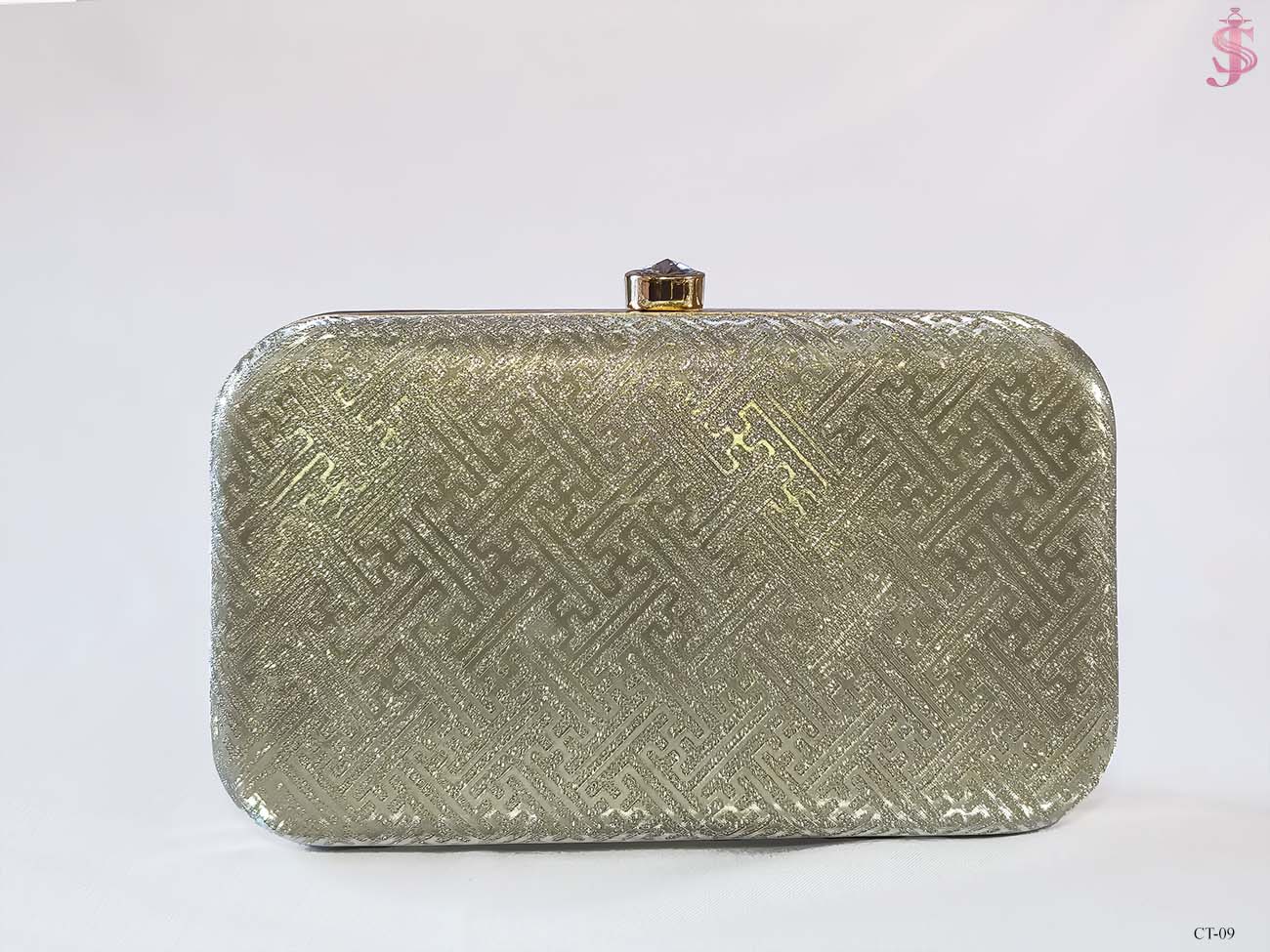 Silver Synthetic box clutch for women