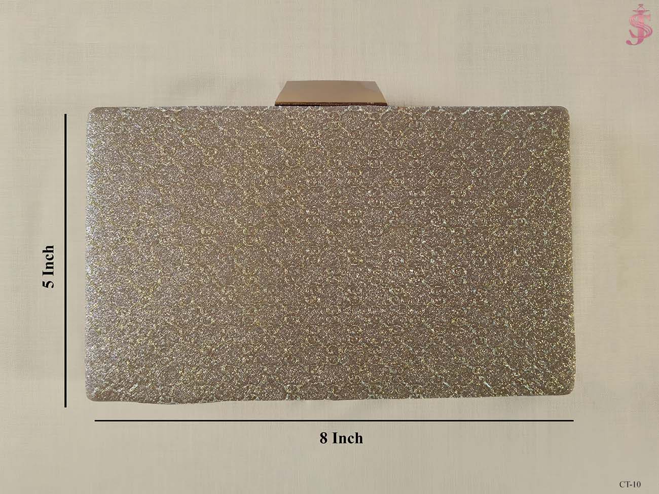 Silver Synthetic box clutch for women