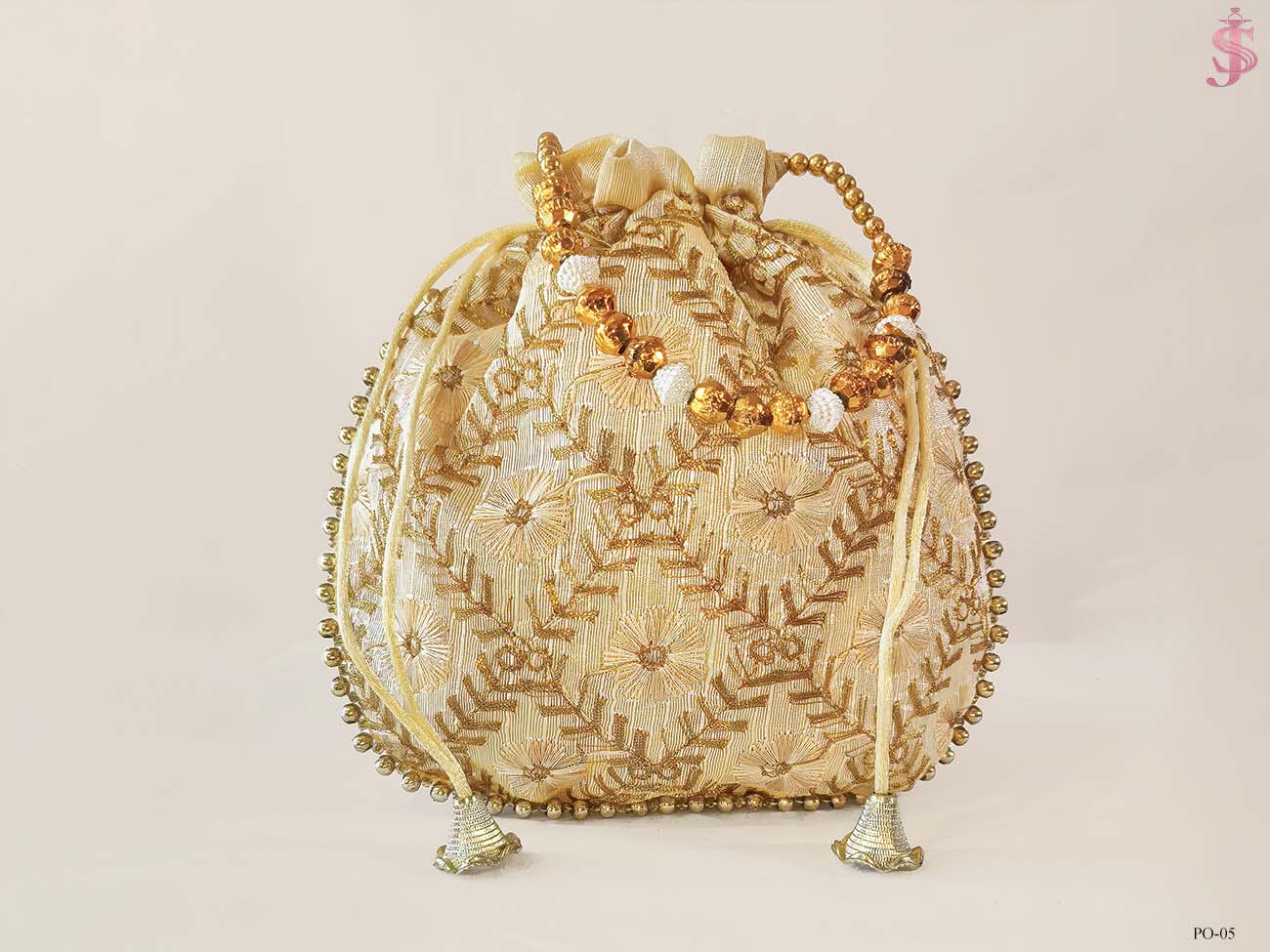 Luxurious Traditional Indian Silk Round Potli Bag