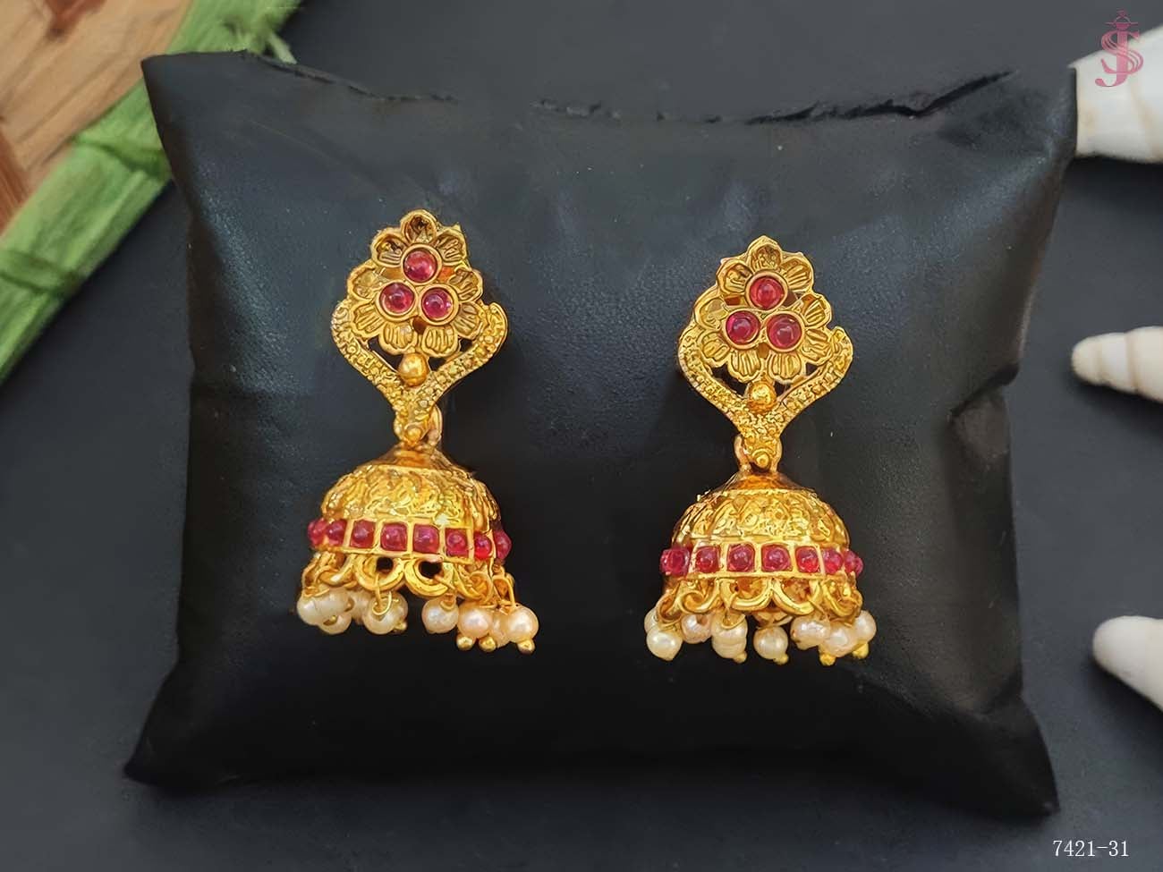 Paan Round Jhumki Style Earrings