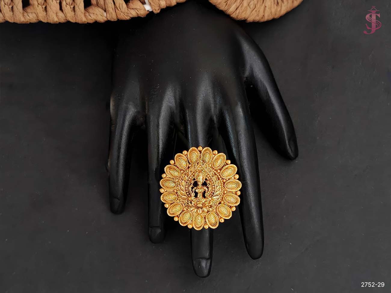 God Laxmi Temple Finger Ring