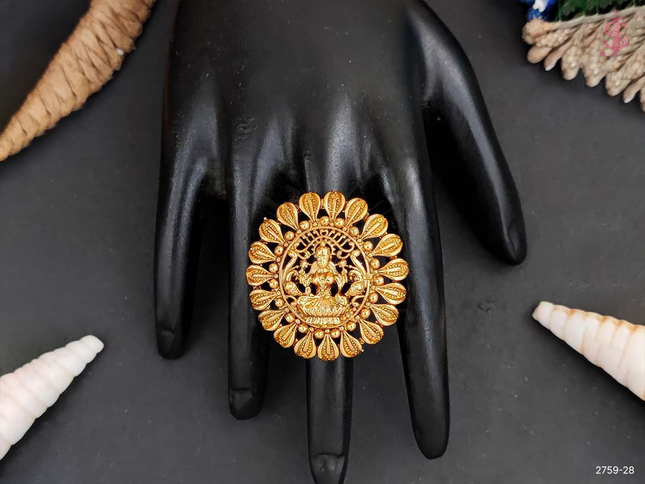 God Laxmi Temple Finger Ring