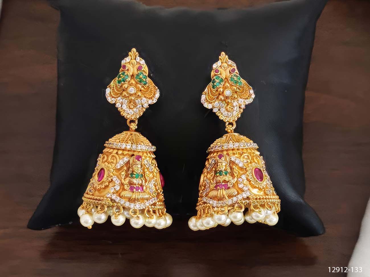 God laxmi and Peacock design Temple jhumka earring
