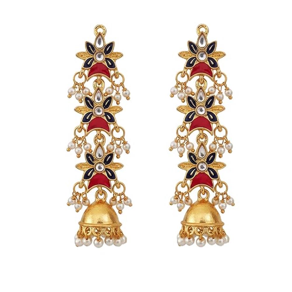 Designer Antique Jewellery High Gold Polish Earrings for Women |Traditional Bridal Statement Earrings
