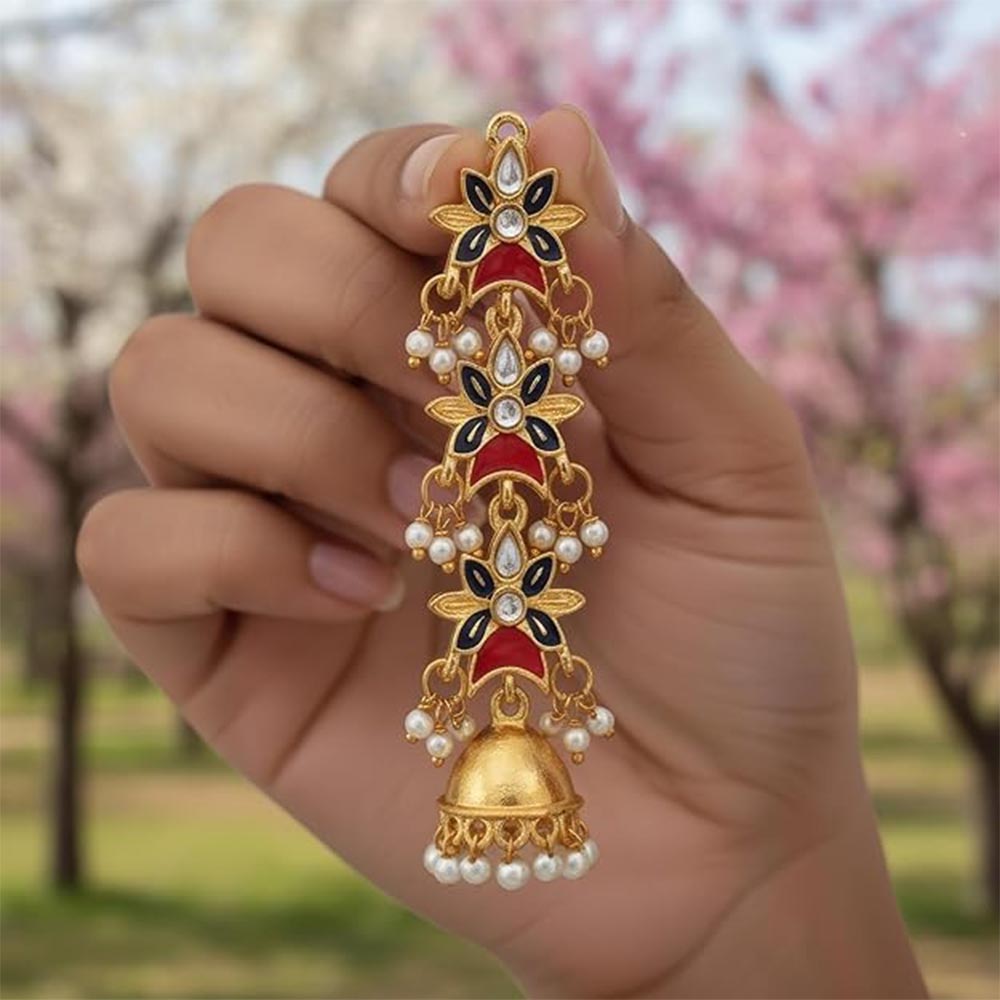 Designer Antique Jewellery High Gold Polish Earrings for Women |Traditional Bridal Statement Earrings