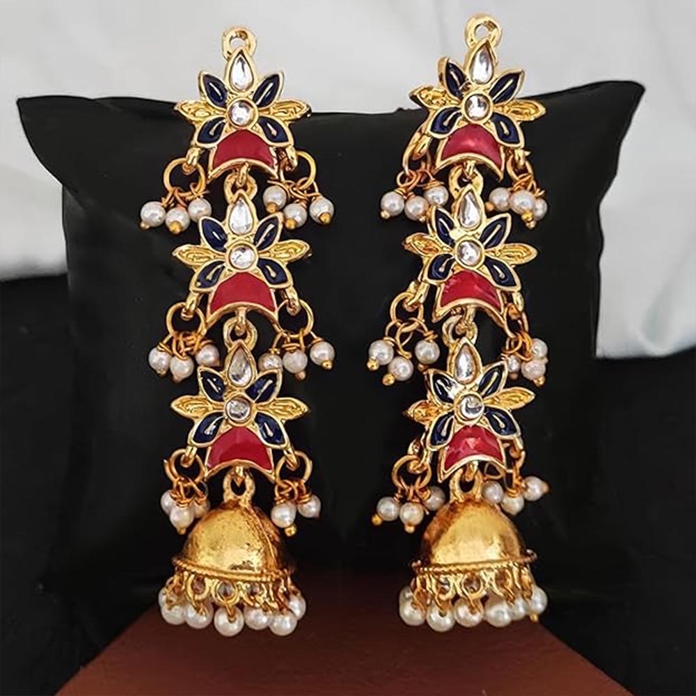 Designer Antique Jewellery High Gold Polish Earrings for Women |Traditional Bridal Statement Earrings