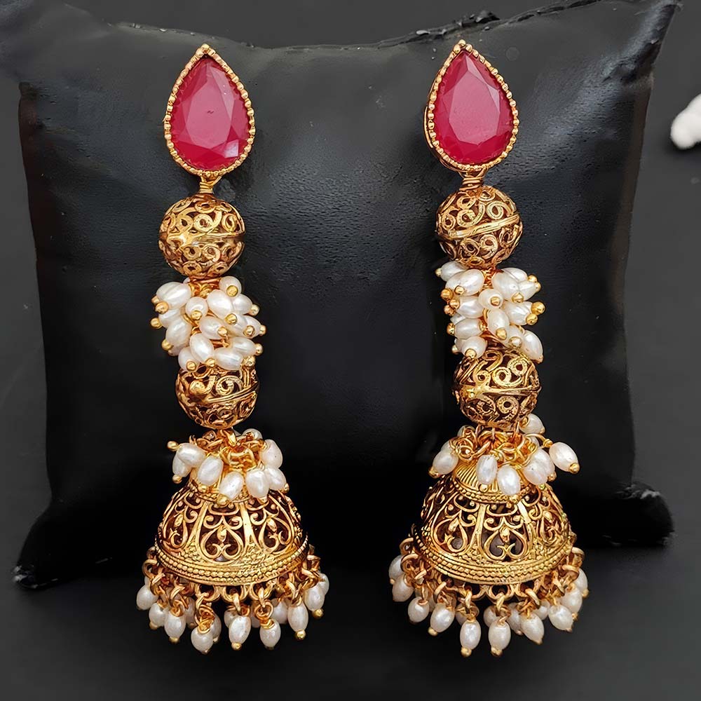 Designer Antique Jewellery High Gold Polish Earrings for Women | Fancy Ethnic Festive Jewelry | Traditional Bridal Statement Earrings
