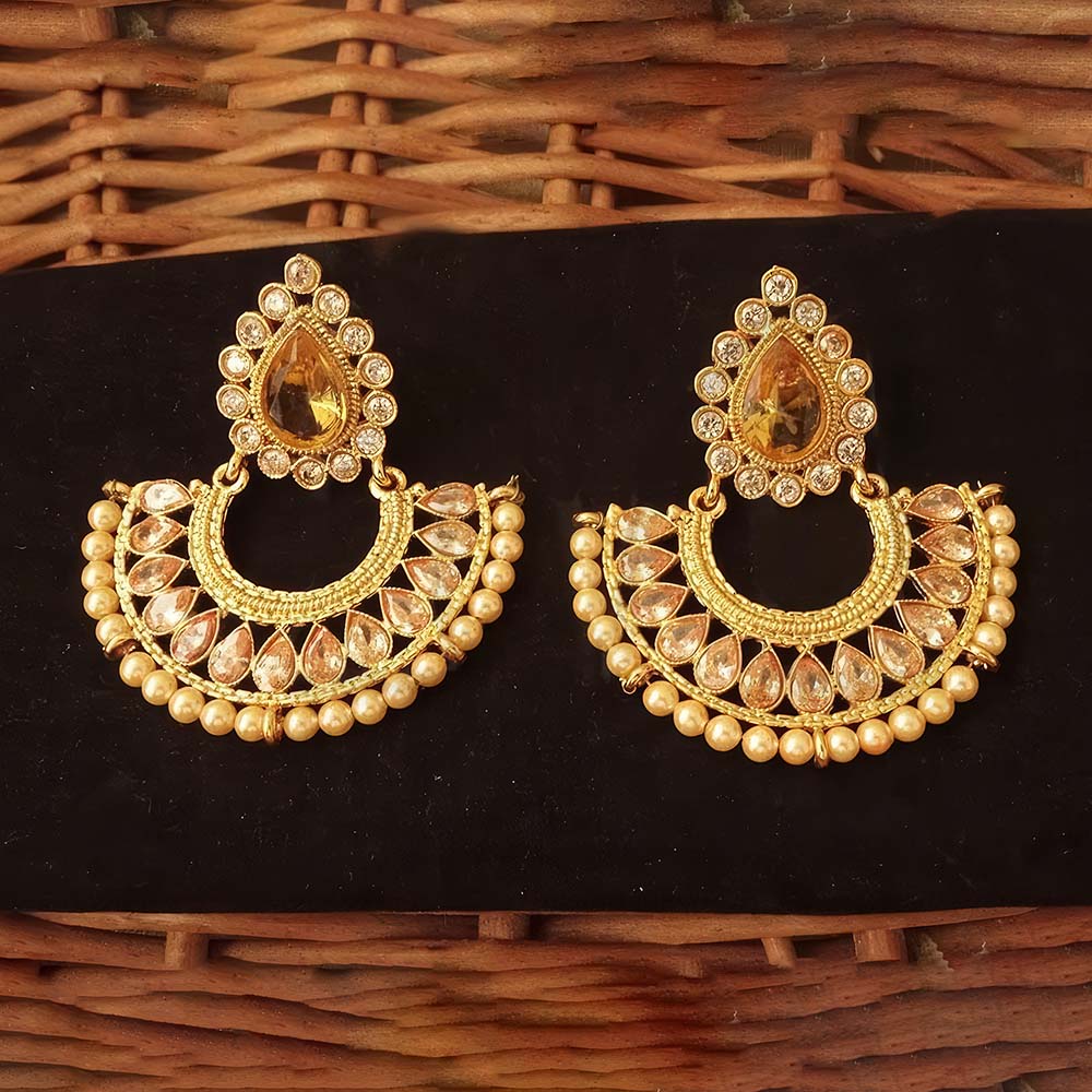 Polki Earrings for Women | Half Circle Paan Hold Design | Traditional Ethnic Jewelry for Weddings & Festivals