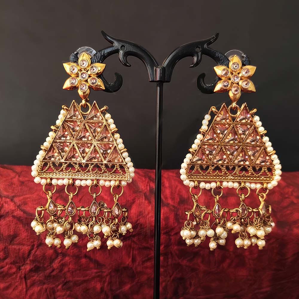 Triangle LCT Stone Polki Earrings for Women & Girls