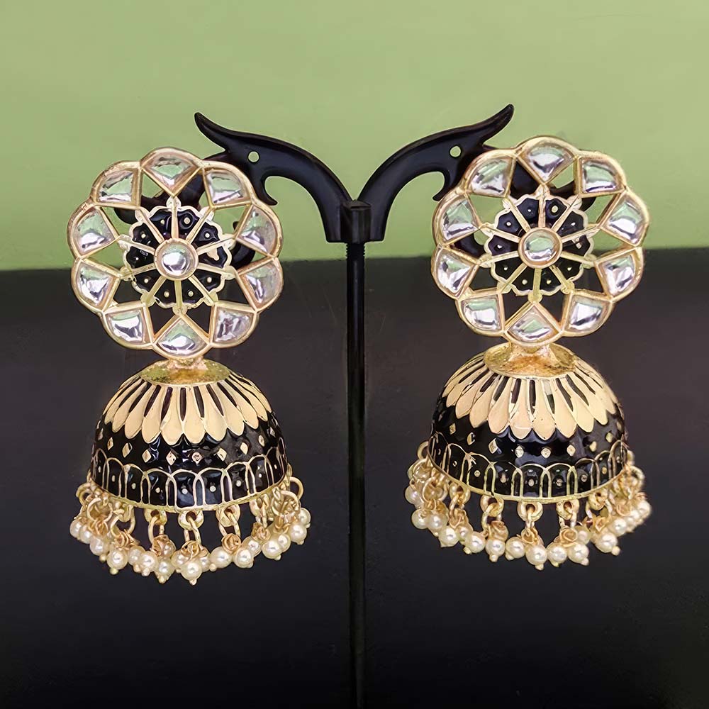 Designer Fancy Stylish Antique Stones Clustered Pear Bridal Festive Party Jhumka Earrings for Women & Girls
