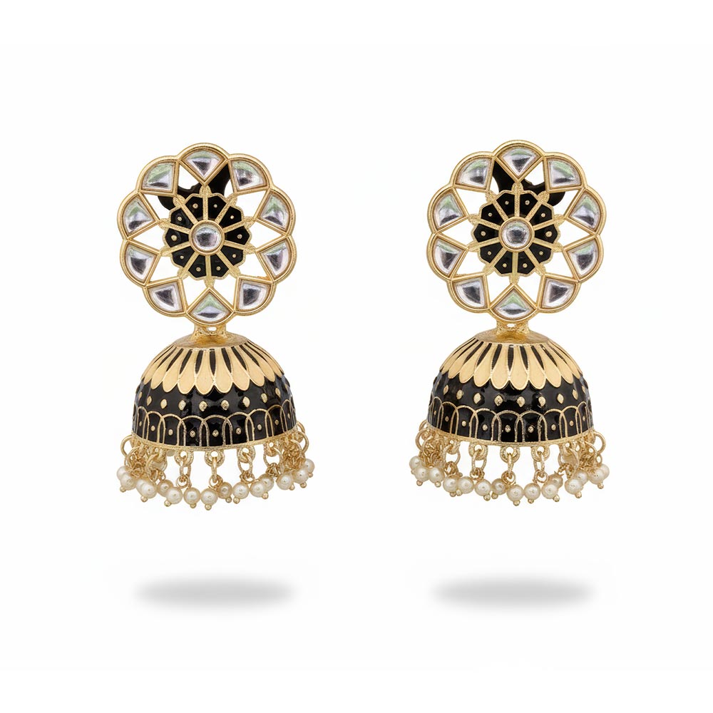 Designer Fancy Stylish Antique Stones Clustered Pear Bridal Festive Party Jhumka Earrings for Women & Girls