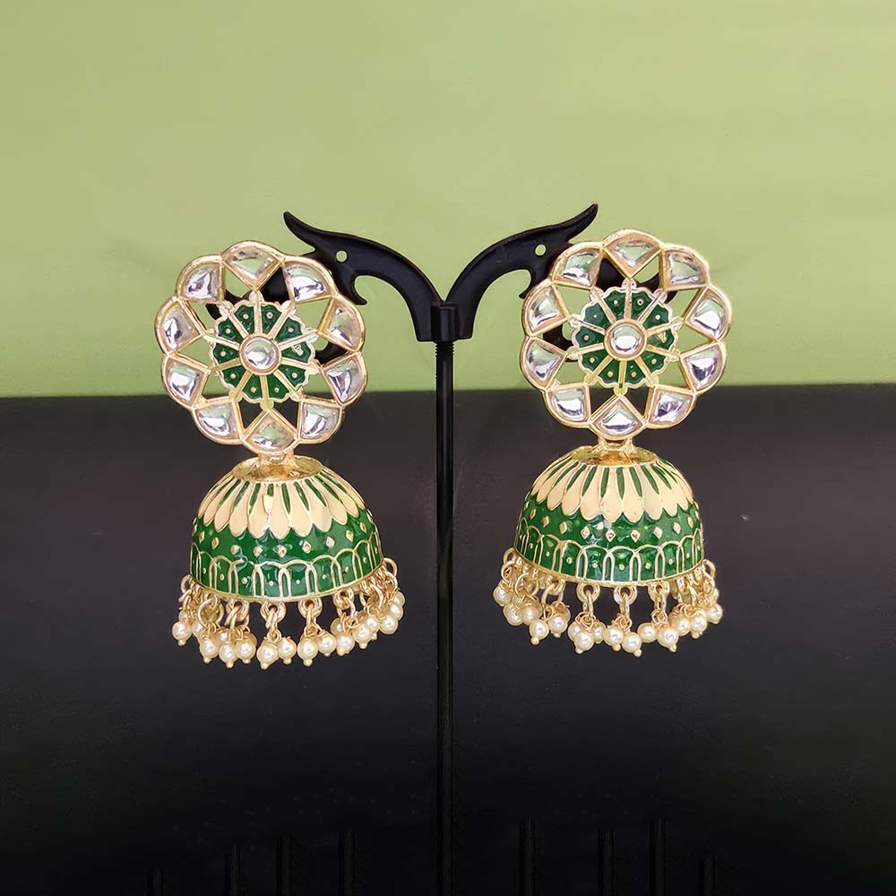Designer Fancy Stylish Antique Stones Clustered Pear Bridal Festive Party Jhumka Earrings for Women & Girls