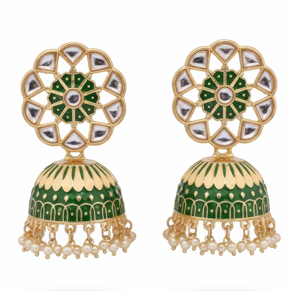 Designer Fancy Stylish Antique Stones Clustered Pear Bridal Festive Party Jhumka Earrings for Women & Girls