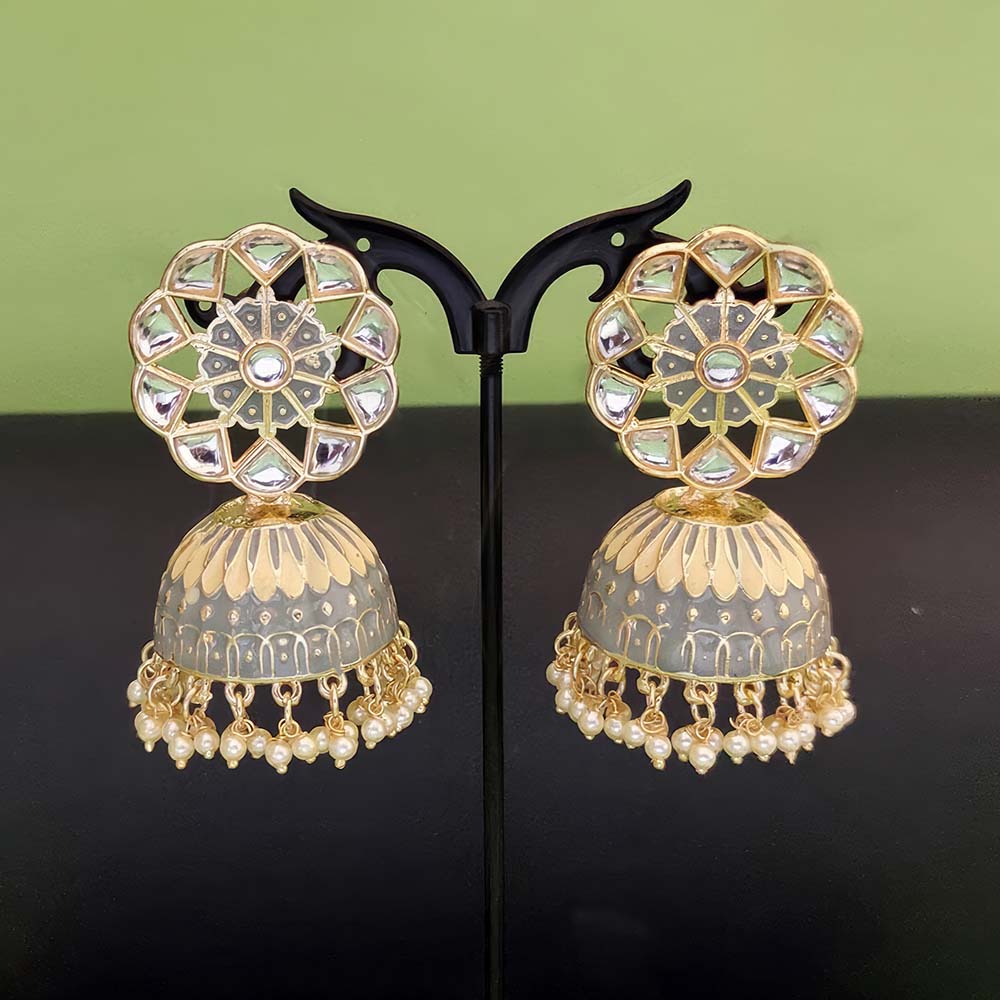 Designer Fancy Stylish Antique Stones Clustered Pear Bridal Festive Party Jhumka Earrings for Women & Girls