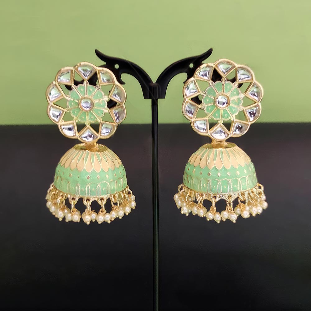 Designer Fancy Stylish Antique Stones Clustered Pear Bridal Festive Party Jhumka Earrings for Women & Girls