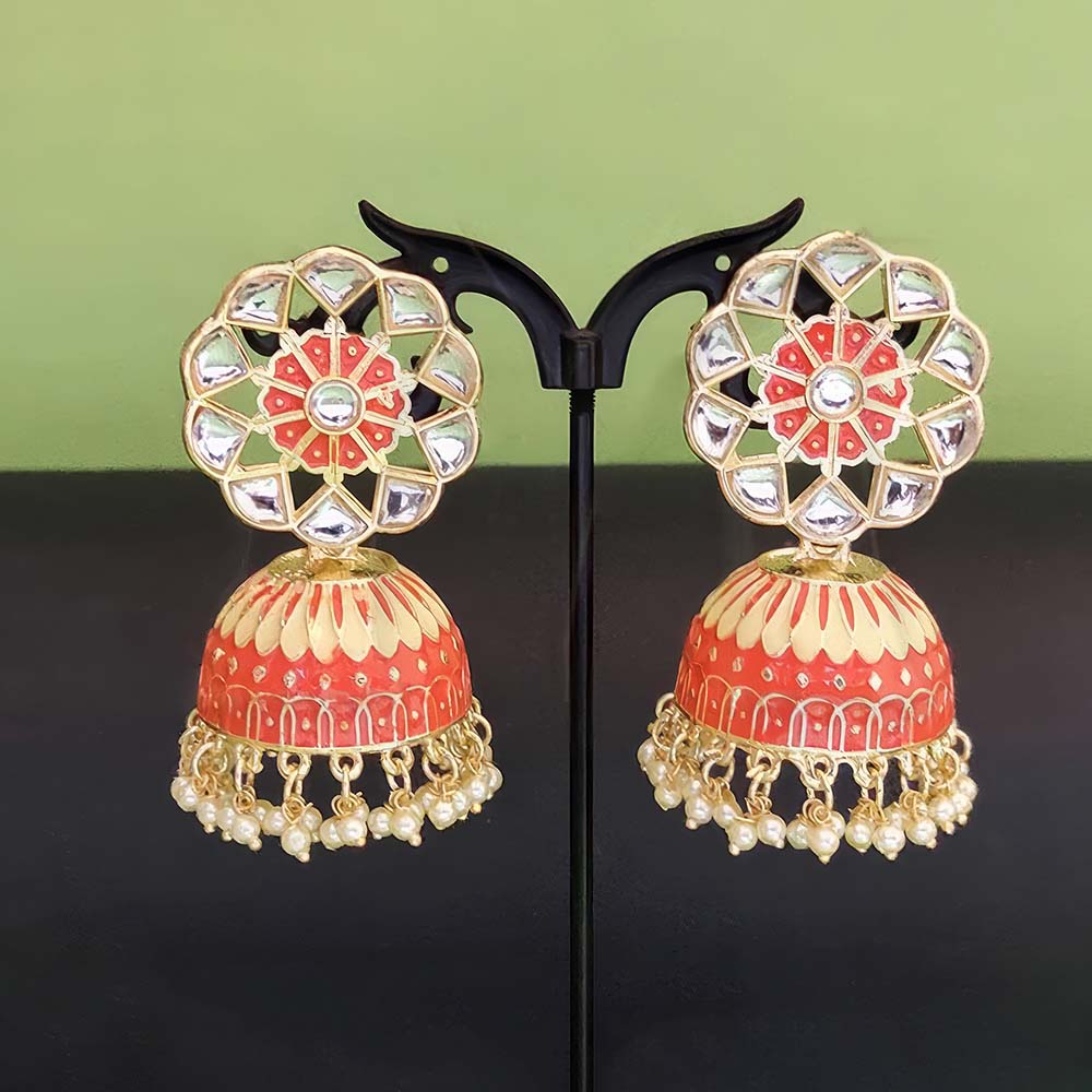 Designer Fancy Stylish Antique Stones Clustered Pear Bridal Festive Party Jhumka Earrings for Women & Girls