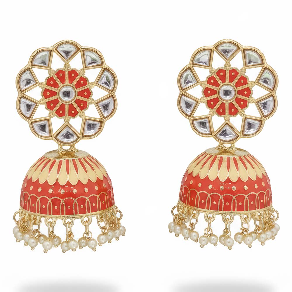 Designer Fancy Stylish Antique Stones Clustered Pear Bridal Festive Party Jhumka Earrings for Women & Girls