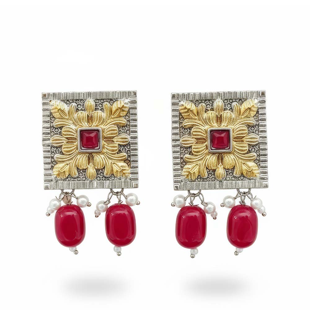 Beautiful Antique Two Tone Earring Set for Women & Girls Fancy Festive Party Earrings