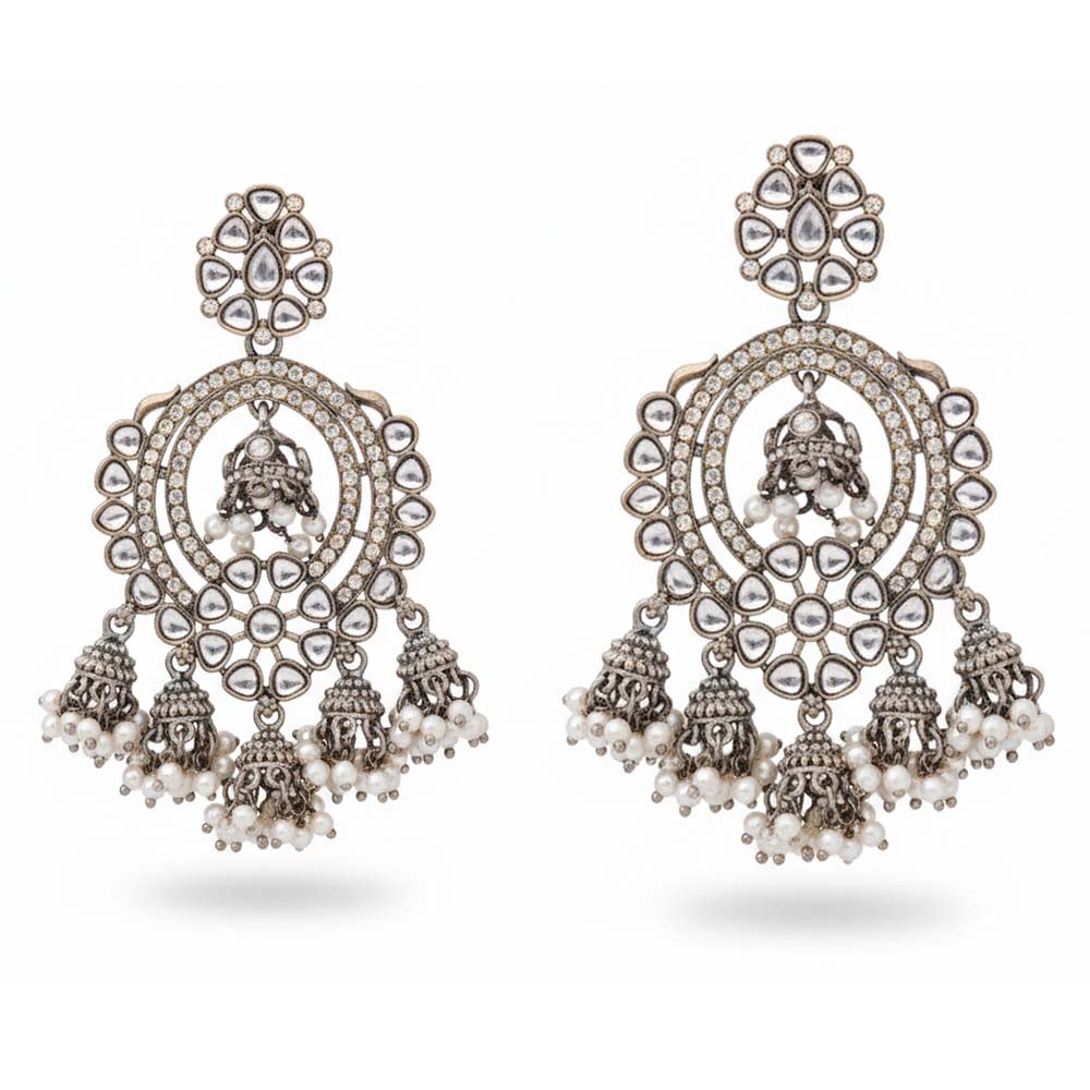 Beautiful Oxidised Silver Plated Jhumka Earrings for Women & Girls Fancy festival Party Antique Style Traditional Jewellery