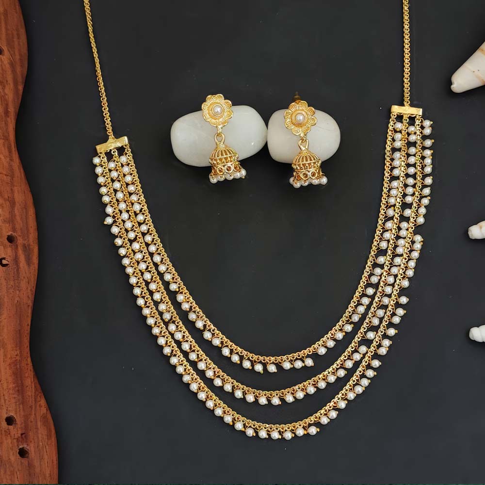 Antique Designer 3 Layer Short Necklace Set for Women | High Gold Polish Fancy Style Jewellery | Perfect for Party & Wedding Wear