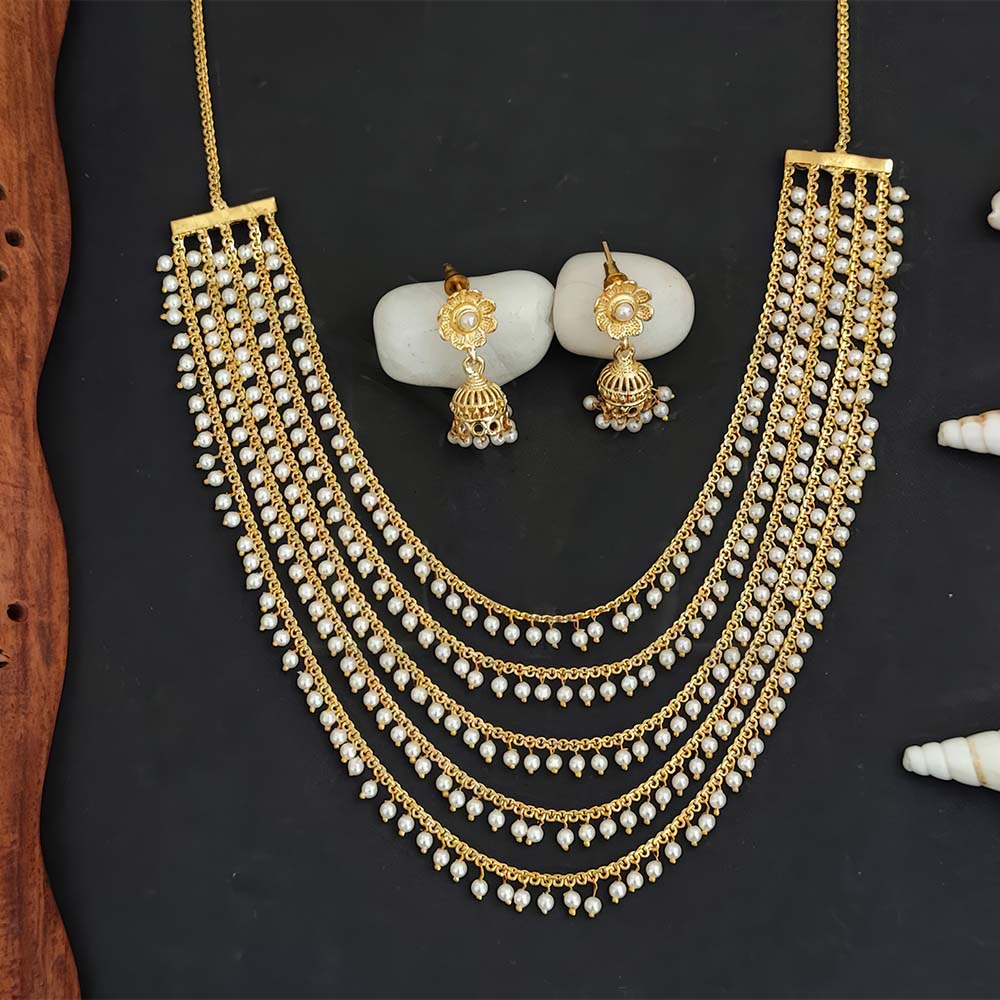 Antique Designer 5 Layer Necklace Set for Women | High Gold Polish Fancy Traditional Jewellery | Ideal for Wedding & Festive Wear