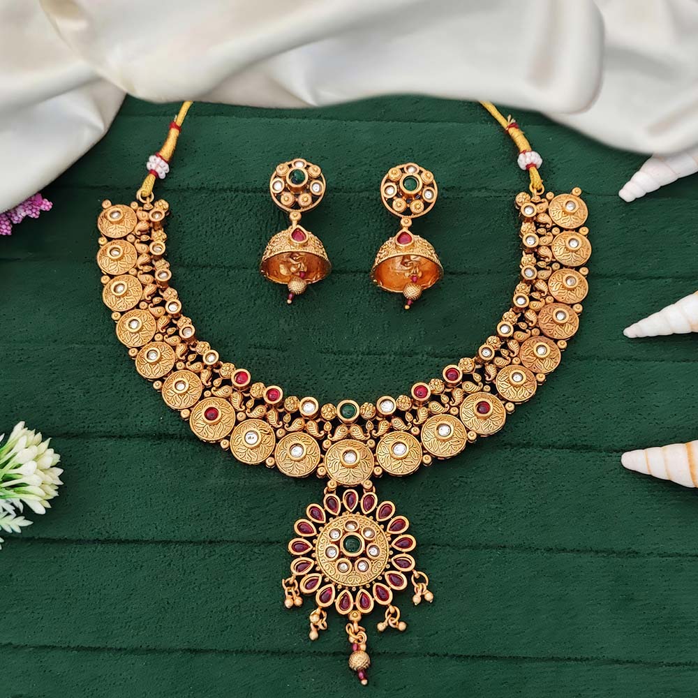 Beautiful High Gold Polish Necklace Set for Women | Fancy Style Traditional Jewellery | Perfect for Party & Festive Wear