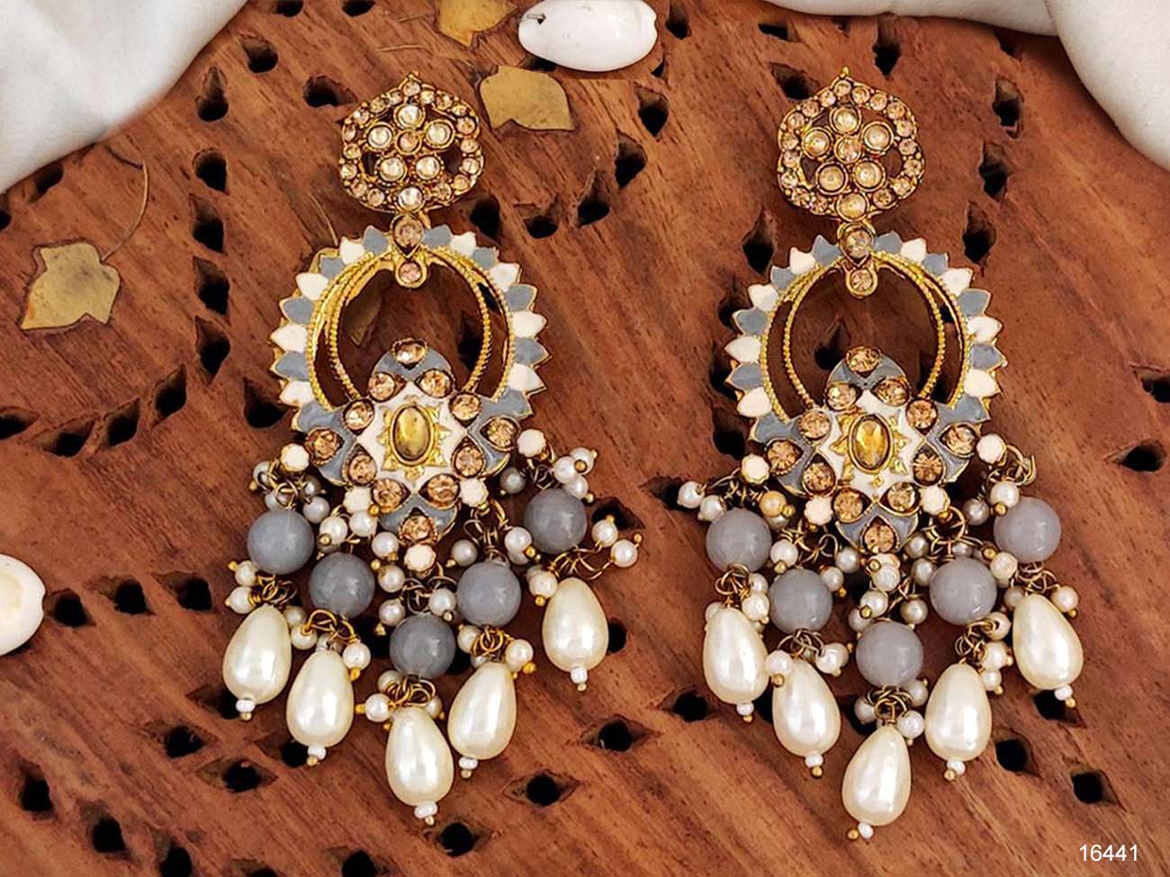 Designer Mehendi Polish Antique Earrings ER-16441GY-40-MR