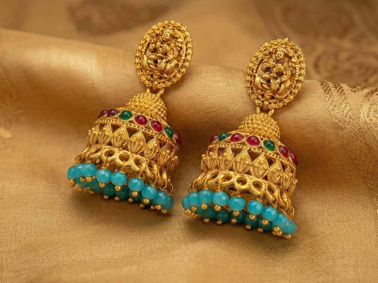 Antique Rajwadi God Laxmi Temple Designer Jhumka Earrings for Women & Girls