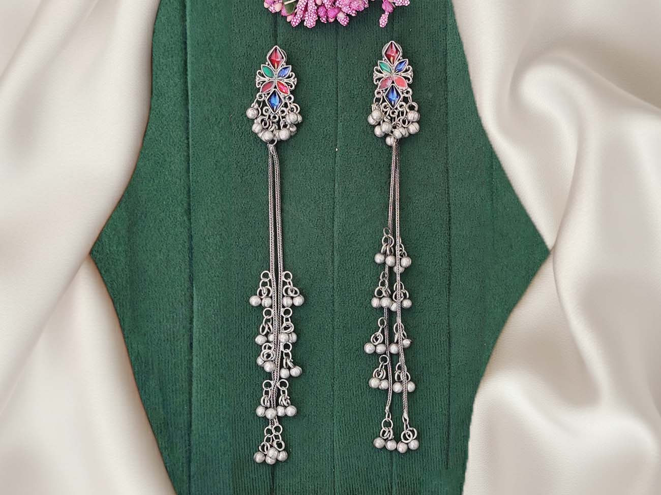 Traditional Long Oxidized Earrings with Ghungroo for Women & Girls