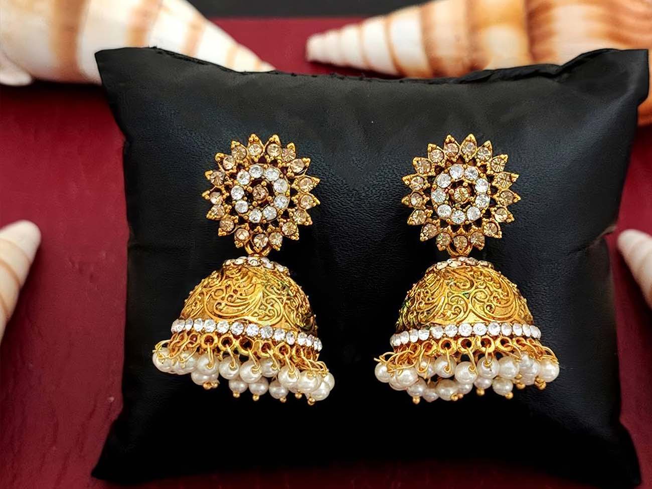 Sunflower Bell Style Bollywood Antique Earrings for Women & Girls