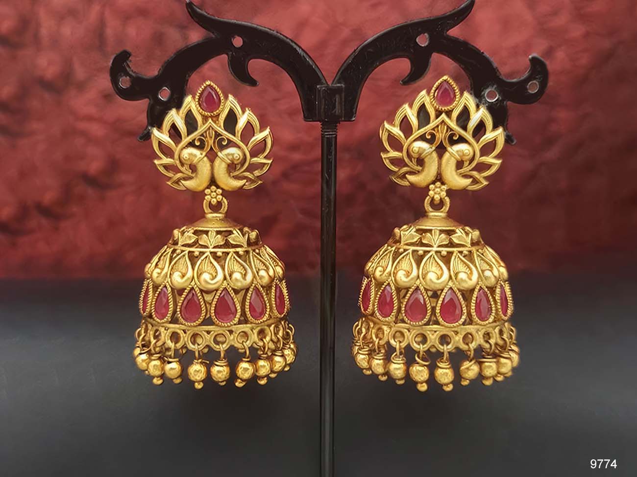 Matte Gold Polish Fancy EarringsERHM-9774RU-105-SI-1