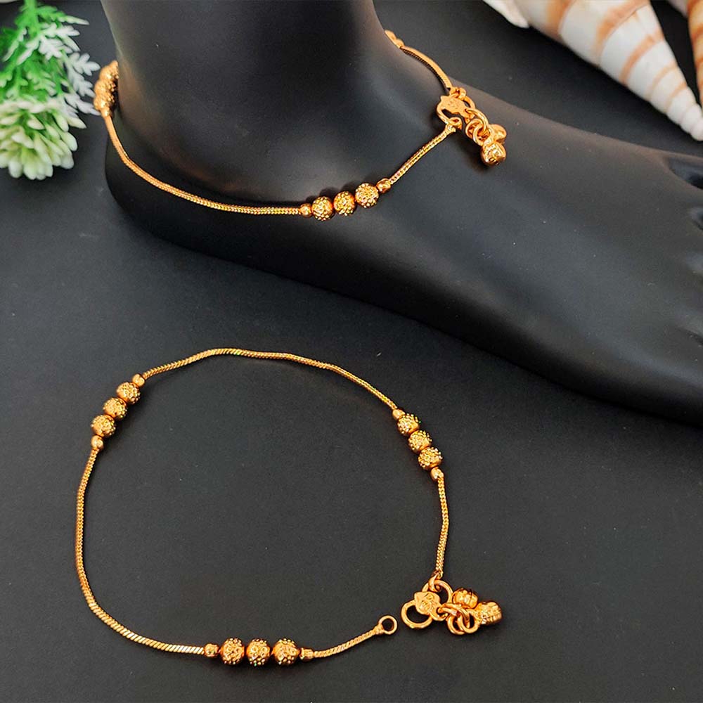 High Gold Designer Beads Anklet for Women & Girls | Elegant Beaded Payal for Daily Wear, Festive & Party Outfits