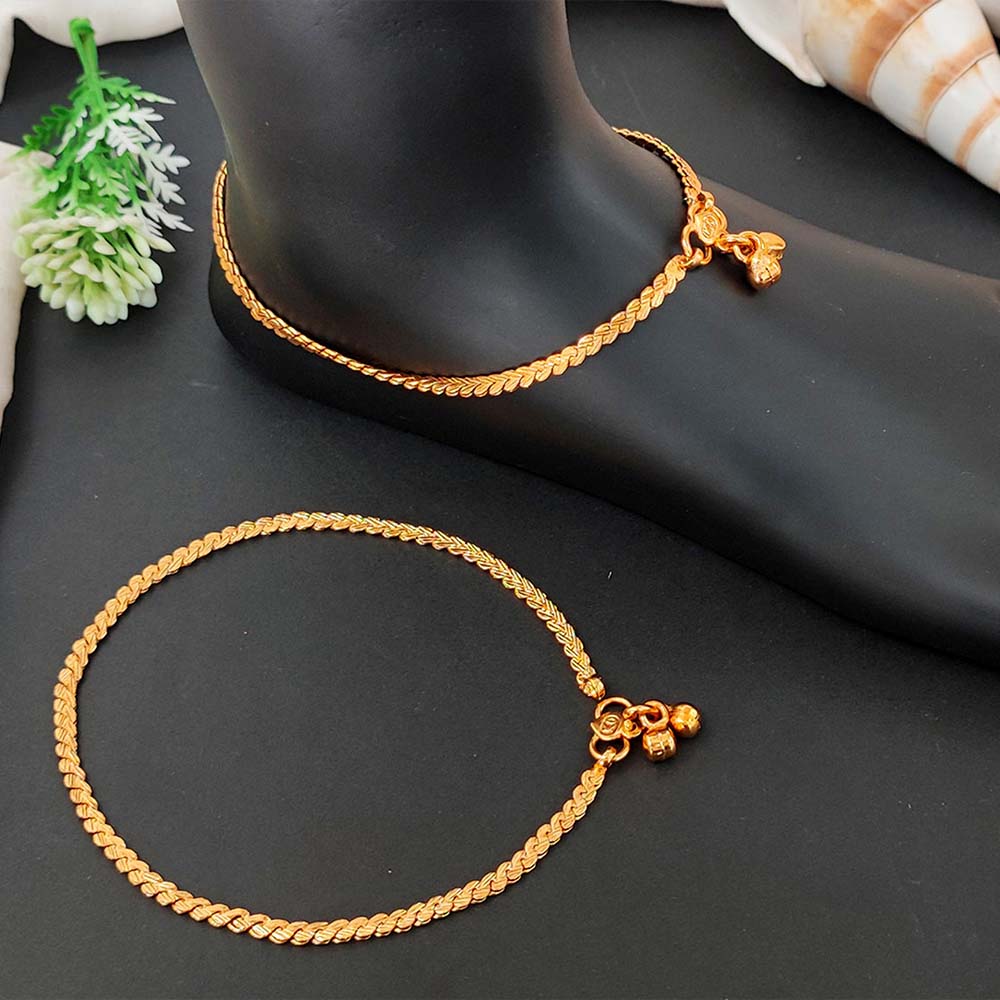 Antique Design High Gold Polish Party Wear Payal for Women & Girls | Fancy Traditional Anklet for Weddings & Festive Functions