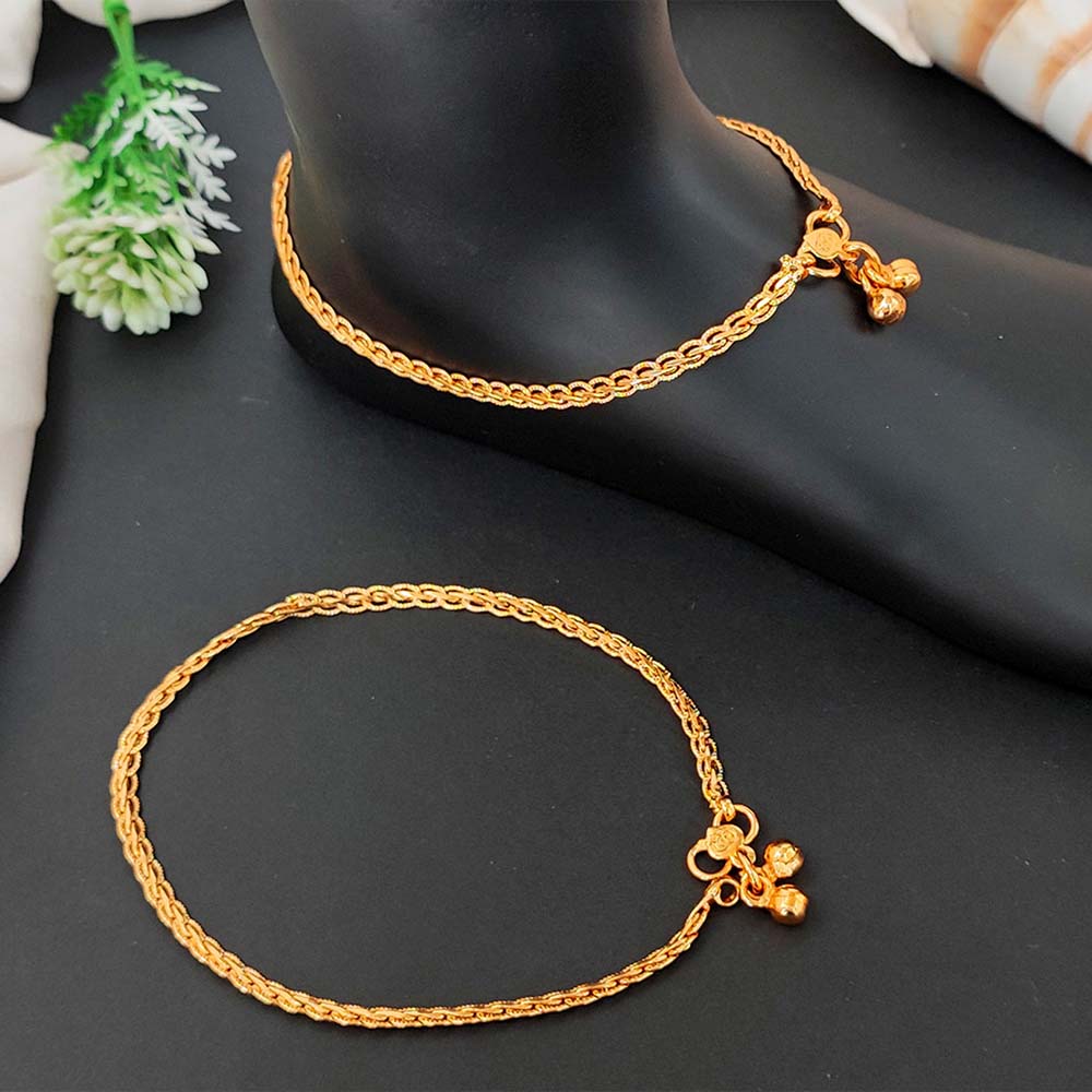 Antique Designer High Gold Polish Fancy Style Payal for Women & Girls | Party & Festive Traditional Anklet for Saree & Lehenga