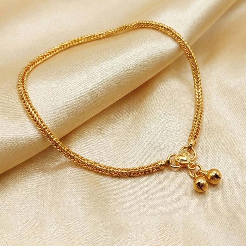High Gold Traditional Chain Pattern Payal for Women & Girls | Classic Gold‑Tone Chain Anklet for Daily, Party & Festive Wear