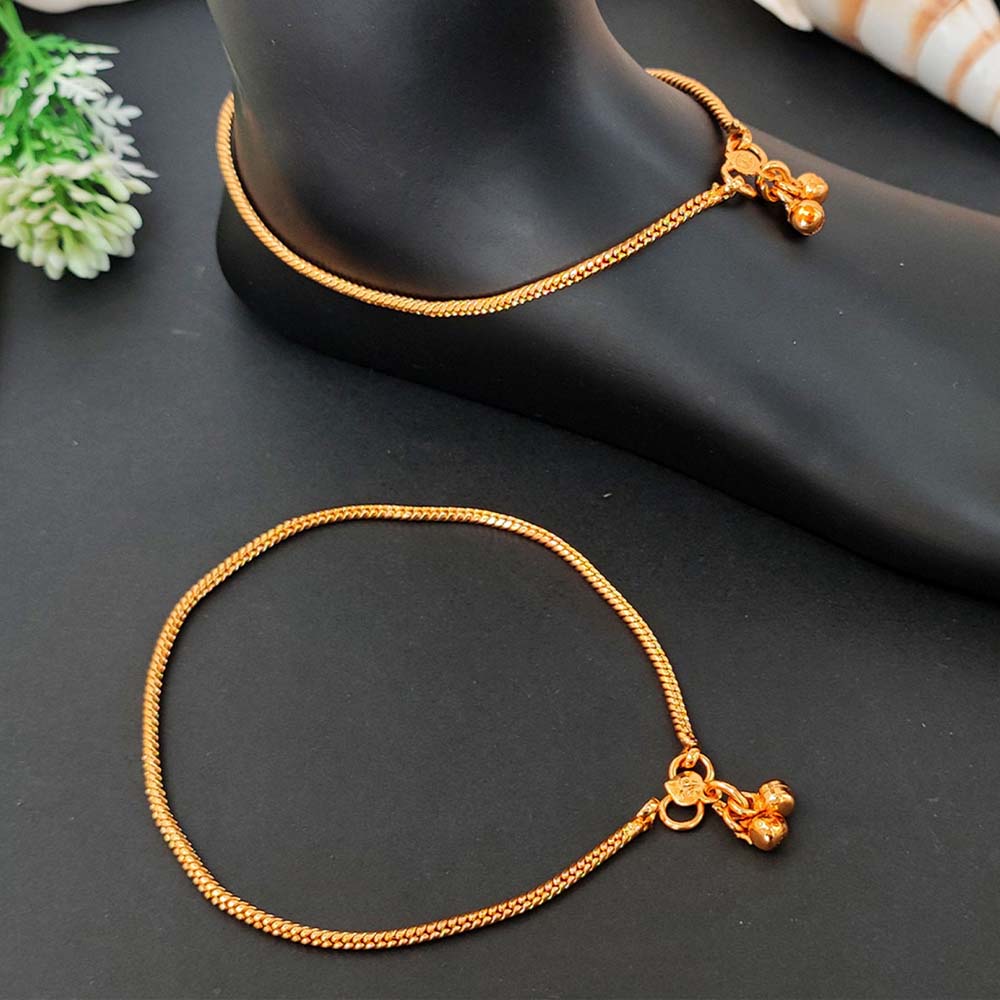 High Gold Thick Chain Traditional Anklet for Women & Girls | Heavy Look Gold‑Tone Kolusu Payal for Bridal, Festive & Daily Wear