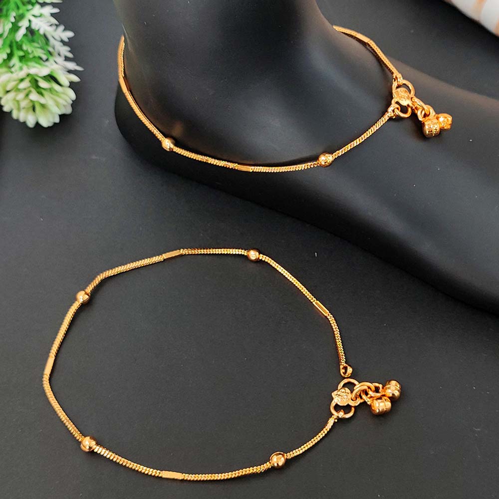 Classic High Gold Beaded Payal for Women & Girls | Traditional Gold‑Tone Bead Anklet for Daily, Festive & Party Wear