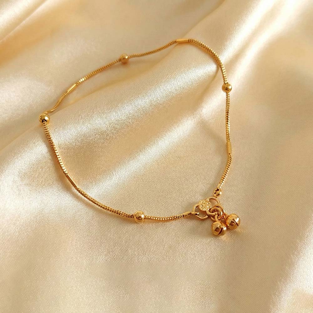 Classic High Gold Beaded Payal for Women & Girls | Traditional Gold‑Tone Bead Anklet for Daily, Festive & Party Wear