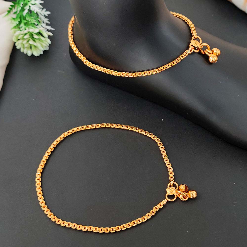 High Gold Heavy Box Chain Traditional Payal for Women & Girls | Real‑Gold Look Bridal Kolusu Anklet for Weddings, Festivals & Daily Wear